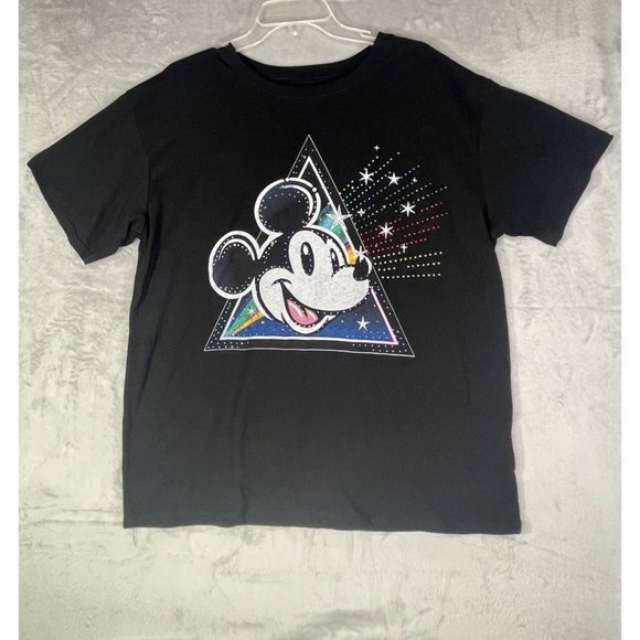 Disney Women's Sizes XLarge 15-17 Mickey Mouse Rhinestone Graphic Tee with Short - Picture 1 of 16